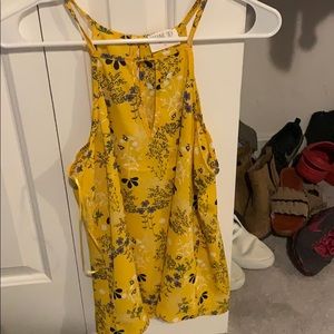 Yellow floral long flowy tank top